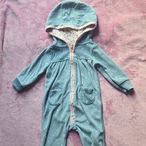 Carter's Blue Polka Dot Hooded Footie